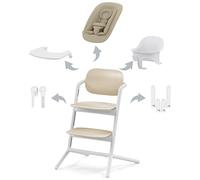 CYBEX Gold LEMO High Chair 4-in-1 Set, Grows with Child, 0-99 Years, Usable from birth, in ouncer Nest, Baby Set, Snack Tray, Newborn Insert, Headrest & Adapter Set, Aluminium/Plastic, Sand White
