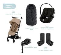 Cybex Libelle V2 Pushchair with Cloud G Car Seat & Base & Snøgga Footmuff Travel System Bundle - Almond Beige