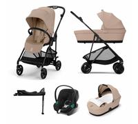 Cybex Melio Carbon 3-in-1 Travel System with Aton B2 Car Seat & Base - Almond Beige