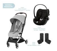 Cybex Orfeo Compact Pushchair with Cloud G Car Seat Travel System Bundle -Fog Grey