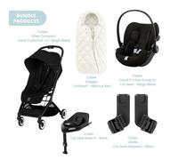 Cybex Orfeo V2 Compact Pushchair with Cloud G Car Seat & Base & Snøgga Footmuff Travel System Bundle - Magic Black