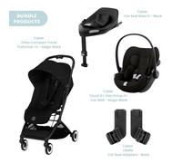 Cybex Orfeo V2 Compact Pushchair with Cloud G Car Seat & Base Travel System Bundle - Magic Black