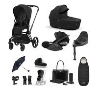 Cybex Priam 3-in-1 Travel System with Cloud T Car Seat & Base 12-Piece Bundle - Black/Sepia Black