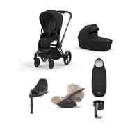 Cybex Priam Pushchair Bundle With Cybex Cloud T i-Size Rotating Baby Car Seat & Base (7 Pieces) - Black/Cosy Beige Sepia Black