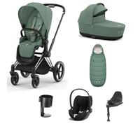 Cybex Priam Stroller with Cloud T i-Size Car Seat and Base Bundles - Rose Gold/Leaf Green