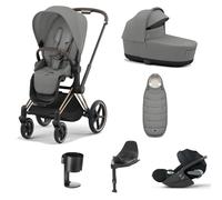 Cybex Priam Stroller 9 Piece Bundle with Cloud T Plus i-Size Car Seat and Base - Rose Gold/Mirage Grey