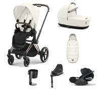 Cybex Priam Stroller 9 Piece Bundle with Cloud T Plus i-Size Car Seat and Base - Rose Gold/Off White