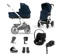 Cybex Talos S Lux Pushchair with Cloud G i-Size Car Seat and Base 10 Piece Bundle - Ocean Blue (Silver Frame)