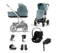 Cybex Talos S Lux Pushchair with Cloud G i-Size Car Seat and Base 10 Piece Bundle - Sky Blue (Taupe Frame)