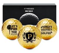 CybGene Funny Golf Gifts for Men Unique, Personalised Gold Golf Balls, Cool Accessories for Golf Lovers, Golfers, for Birthday and Christmas, P