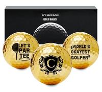 CybGene Funny Golf Gifts for Men Unique, Personalised Gold Golf Balls, Cool Accessories for Golf Lovers, Golfers, for Birthday and Christmas, C