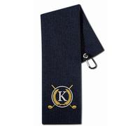 CybGene Golf Towel with Monogrammed Embroidery, Initial Golf Gifts, Personalized Golf Accessory for Men, Women on Birthday, Retirement, Microfiber Golf Towel, Black-K