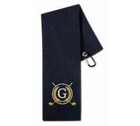 CybGene Golf Towel with Monogrammed Embroidery, Initial Golf Gifts, Personalized Golf Accessory for Men, Women on Birthday, Retirement, Microfiber Golf Towel, Black-G