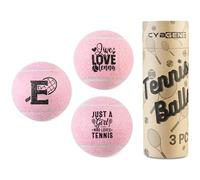 CybGene Tennis Gifts, Personalized Tennis Ball, Set of 3 Unique Tennis Balls with Gift Package, Perfect for Tennis Teammate, Partners - PNK E