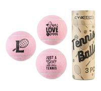 CybGene Tennis Gifts, Personalized Tennis Ball, Set of 3 Unique Tennis Balls with Gift Package, Perfect for Tennis Teammate, Partners - PNK L