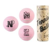 CybGene Tennis Gifts, Personalized Tennis Ball, Set of 3 Unique Tennis Balls with Gift Package, Perfect for Tennis Teammate, Partners - PNK N