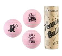 CybGene Tennis Gifts, Personalized Tennis Ball, Set of 3 Unique Tennis Balls with Gift Package, Perfect for Tennis Teammate, Partners - PNK R