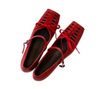 CYBHSM Women's Cut Out Mary Jane Flats, Fashion Square Toe Low Heel Wedge Sandals, French Style Cross Strap Buckle Shoes for Daily Casual Wear