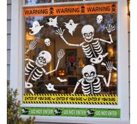 CYBIONE Halloween Decorations Indoor Window Stickers, Halloween Window Decorations Caution Tape Reusable Halloween Accessories for Zombie Party Haunted House Party Danger Areas Decoration