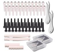 CybNemo 24Pcs Acoustic Guitar Bridge Pins with Bridge Saddle Nut and Guitar Bridge Pin Puller Peg Remover Guitar String Pegs Replacement Parts and Accessories Tools Kits -2 Pack (Black+Ivory)