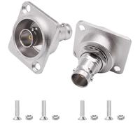 CybNemo D Type BNC Panel Mount Connector Female to Female Coaxial Adapter Bulkhead Extension BNC Coupler Panel Feed-Through Connector for Communication & Surveillance Systems (Silver)