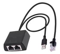 CybNemo Ethernet Splitter 1 to 2 RJ45 Network 1 Male to 2 Female Ethernet Adapter Converter 100Mbps High Speed 8P8C LAN Divider with USB Power Supply for Cat5/5e/6/7/8 Cable (1 Male to 2 Female)