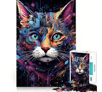 Cyborg Cat Head Machine 1000 Piece Jigsaw Puzzle FreeTime Game Smooth Thick Fun Challenge Birthday Surprise (38x52cm)