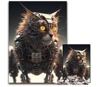 Cyborg Cat Jigsaw Puzzles for Adults 1000 Piece Puzzles for Adults Interactive Family Game Ideal Family Activity Game 1000 PCS(38x26cm)