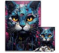 Cyborg Cat Machine Pc Adults Jigsaw Puzzle Wooden Jigsaw Puzzles Home Activity for Holidays Birthdays And Family Game Nights 1000 PCS(75x50cm)
