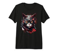 Cyborg Cyberpunk Cat Cybernetic Cat Vaporwave Premium T-Shirt