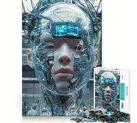 Cyborg Head in Factory 1000 Pieces Jigsaws Adults Puzzles Stress Relief Play Home Fun Hard Challenge Room Decor (50x75cm)