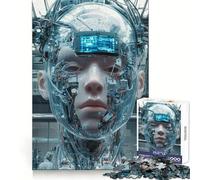 Cyborg Head in Factory for Adults 1000 Piece Jigsaw Puzzle Mental Skill Anxiety Relief Playful Challenge Table Accent (38x26cm)