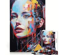 Cyborg Portrait with Colorful Abstract Elements 1000 Piece Jigsaws for Teenagers Sharp Logic Sharp Edge Family Activity (50x75cm)