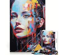 Cyborg Portrait with Colorful Abstract Elements 1000-piece Puzzle for Adults Mental Skill Bright Print Enjoyable Challenge Birthday Surprise (38x26cm)