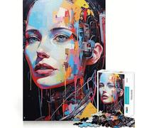 Cyborg Portrait with Colorful Abstract Elements 1000-piece Puzzle for Teenagers Clear Logic Snug Joint Fun Activity Christmas Surprise (38x52cm)