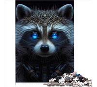Cyborg Racoon 1000 pieces Wooden Jigsaw Puzzles Unique Puzzle Creative Jigsaw Puzzles Gift for Adults,Family Game Challenge Activity 1000pcs (75x50cm)