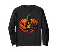 Cyborg Steampunk Pumpkin Cyberpunk Mecha Robotic Halloween Long Sleeve T-Shirt