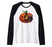 Cyborg Steampunk Pumpkin Cyberpunk Mecha Robotic Halloween Raglan Baseball Tee