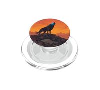 Cyborg Wolf Howling Post Apocalyptic Wasteland PopSockets PopGrip for MagSafe