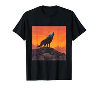 Cyborg Wolf Howling Post Apocalyptic Wasteland Value Graphic T-Shirt