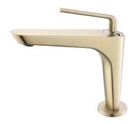 CYBSFKJ Gray Undercounter Basin Faucets Elegant Luxury Design Single Handle Bathroom Hot and Cold Water Washbasin Sink Taps(Brushed Gold)
