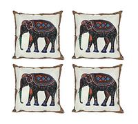 CYBUCH 4X Indian Knitted Elephant Cotton Linen Throw Pillow Case Cushion Cover Decor