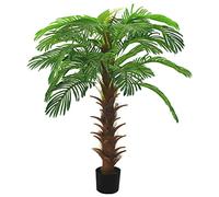 Cycas Artificial Palm Tree with Pot, 140 cm, Green, Easy-Care Artificial Plant for Living Room, Office, Balcony, Weatherproof Standing with Realistic Silk Flower and Decorative Floor Vase