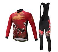 Cycearth Cycling Jersey Long Sleeve Set Men Winter Fleece Thermal Jackets Black Bib Pants Warm Suit (Ce253,Medium)