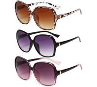 CYCFMYYLY 3 Pcs Polarised Sunglasses Womens, Vintage Square Womens Sunglasses, UV400 Protection Anti Glare, Classic Trend Ladies Shades, Large Protection Shades