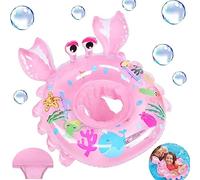 CYCFMYYLY Baby Swimming Float, Inflatable Ring, Swim Bath with Safety Seat and Handle Helps Learn to Kick & for the Age of 3-36 Months(Crab Pink)