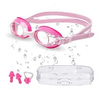 CYCFMYYLY Kids Swimming Goggles, Goggles 6-14, Anti-Fog No Leak Proof Uv Resist Girls Boys Food Grade Silicone Comfort with Nose Clip(Age 3-14) Pink