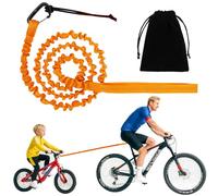 CycForge Elastic MTB Tow Rope-Parent-Child Mountain Bike Towing Strap Reflective traction, Portable Outdoor Bungee Cord for Adults & Kids（Orange）