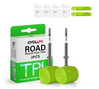 CYCLAMI 1/2/4 pieces TPU Inner Tube for Road Bikes with Removable Valve Core, 38g bicycle inner tube for 700C x 18/23/25/28/30/32C, Presta valve:45/60/80mm (2 inner tubes-FV:60MM)