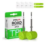 CYCLAMI 1/2/4 pieces TPU Inner Tube for Road Bikes with Removable Valve Core, 38g bicycle inner tube for 700C x 18/23/25/28/30/32C, Presta valve:45/60/80mm (2 inner tubes-FV:80MM)